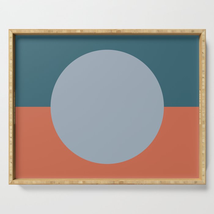 Dotted Half Half Minimalist Geometric in Blue and Clay Serving Tray Gallery Image 1