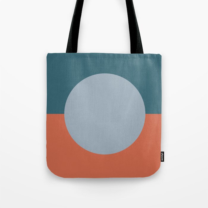 Dotted Half Half Minimalist Geometric in Blue and Clay Tote Bag Gallery Image 1