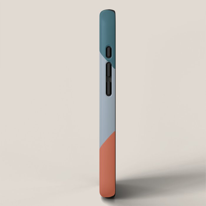 Dotted Half Half Minimalist Geometric in Blue and Clay iPhone Case Gallery Image 2