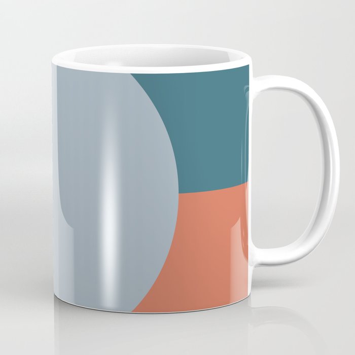 Dotted Half Half Minimalist Geometric in Blue and Clay Coffee Mug Gallery Image 1