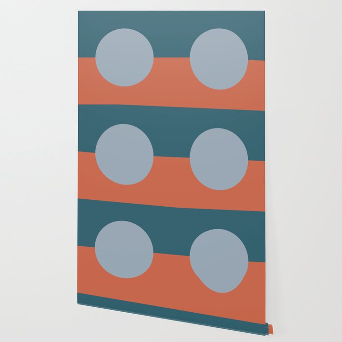 Dotted Half Half Minimalist Geometric in Blue and Clay Wallpaper Gallery Image 2