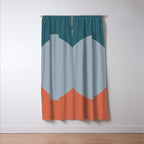 Dotted Half Half Minimalist Geometric in Blue and Clay Window Curtain Gallery Image 3