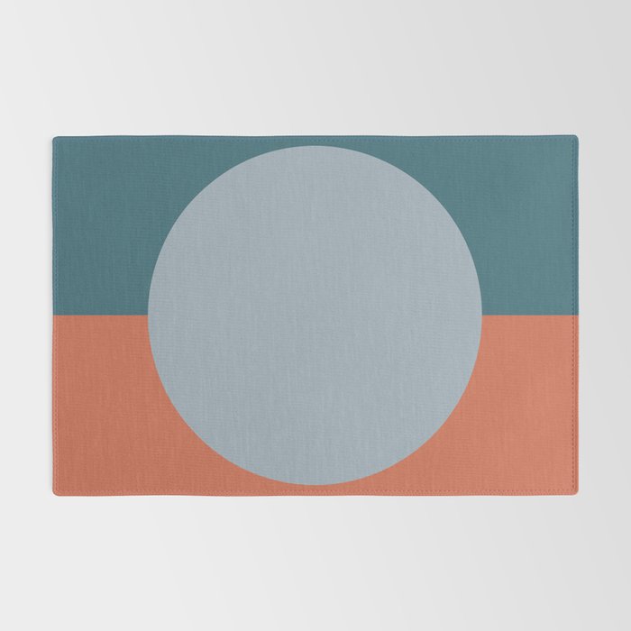 Dotted Half Half Minimalist Geometric in Blue and Clay Rug Gallery Image 2
