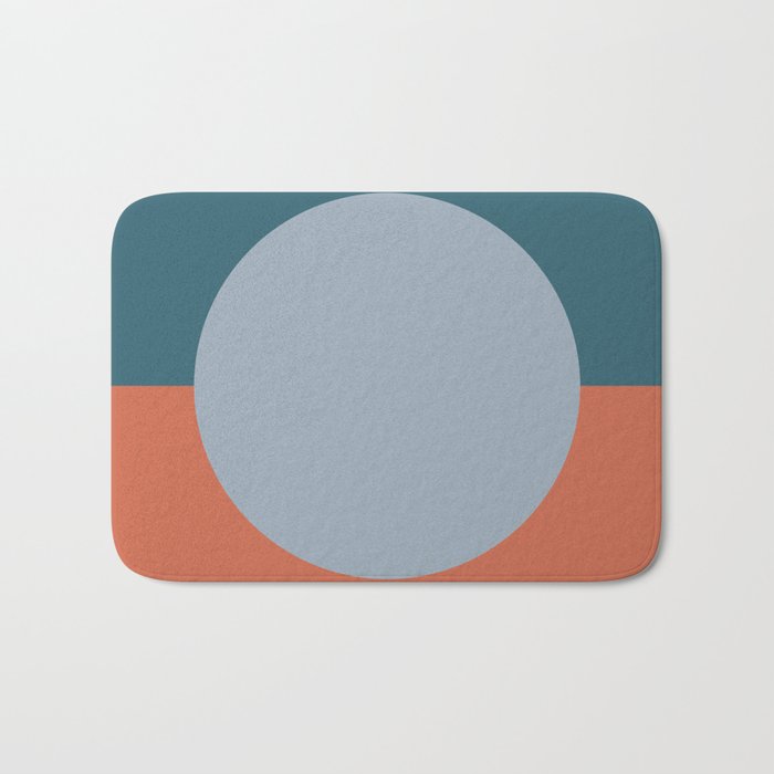 Dotted Half Half Minimalist Geometric in Blue and Clay Bath Mat Gallery Image 1
