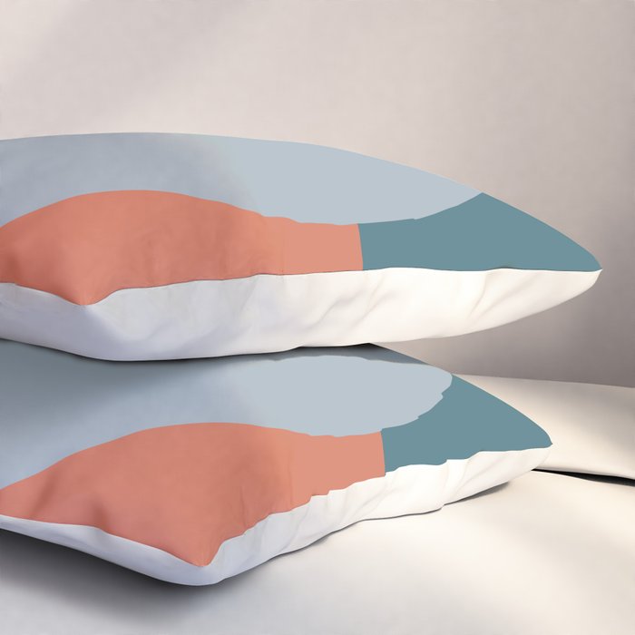 Dotted Half Half Minimalist Geometric in Blue and Clay Pillow Sham Gallery Image 3