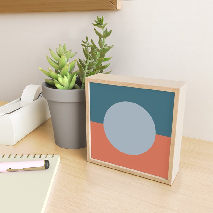 Dotted Half Half Minimalist Geometric in Blue and Clay Mini Art Print Gallery Image 2