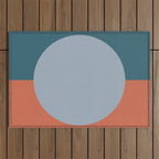 Dotted Half Half Minimalist Geometric in Blue and Clay Outdoor Rug Gallery Image 1