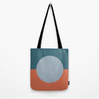 Dotted Half Half Minimalist Geometric in Blue and Clay Tote Bag Gallery Image 2
