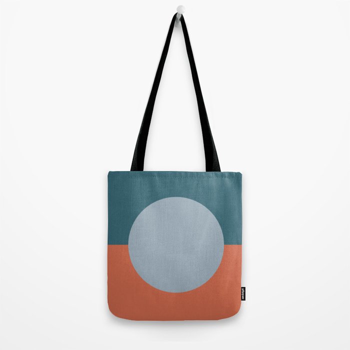 Dotted Half Half Minimalist Geometric in Blue and Clay Tote Bag Gallery Image 2