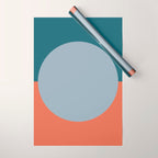 Dotted Half Half Minimalist Geometric in Blue and Clay Wrapping Paper Gallery Image 1