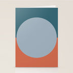 Dotted Half Half Minimalist Geometric in Blue and Clay Stationery Card Gallery Image 2