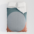 Dotted Half Half Minimalist Geometric in Blue and Clay Comforter Gallery Image 6