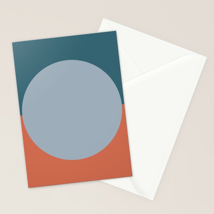 Dotted Half Half Minimalist Geometric in Blue and Clay Stationery Card Gallery Image 2
