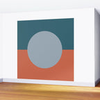 Dotted Half Half Minimalist Geometric in Blue and Clay Wall Mural Gallery Image 2