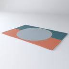 Dotted Half Half Minimalist Geometric in Blue and Clay Rug Gallery Image 3