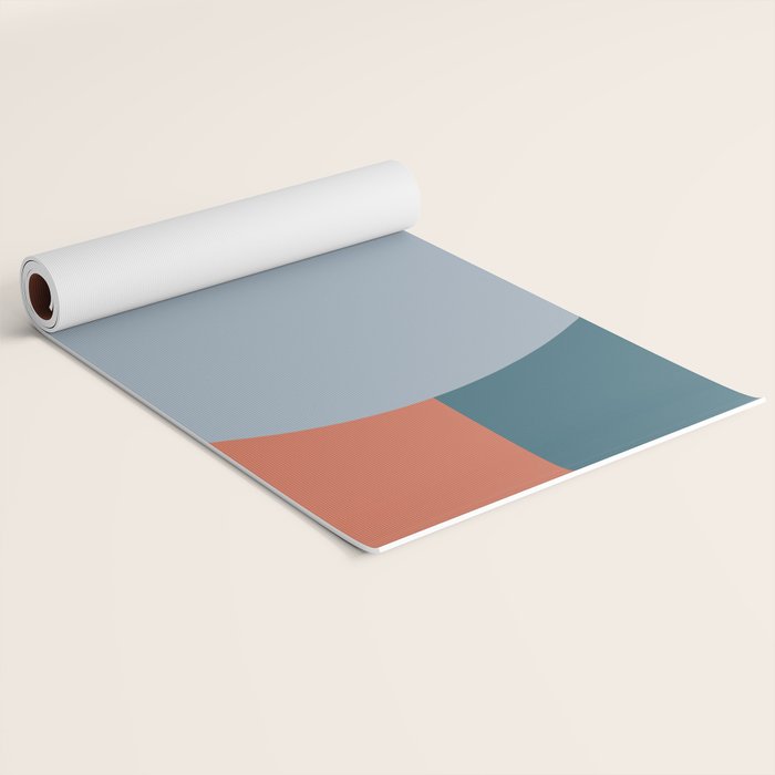 Dotted Half Half Minimalist Geometric in Blue and Clay Yoga Mat Gallery Image 2