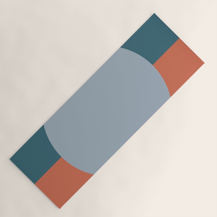 Dotted Half Half Minimalist Geometric in Blue and Clay Yoga Mat Gallery Image 1