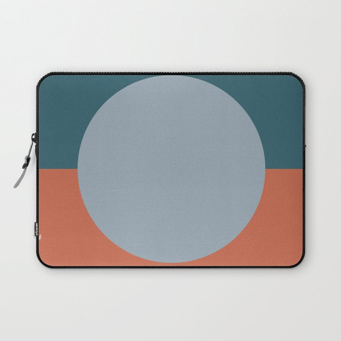 Dotted Half Half Minimalist Geometric in Blue and Clay Laptop Sleeve Gallery Image 1