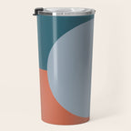 Dotted Half Half Minimalist Geometric in Blue and Clay Travel Mug Gallery Image 3