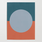 Dotted Half Half Minimalist Geometric in Blue and Clay Poster Gallery Image 4