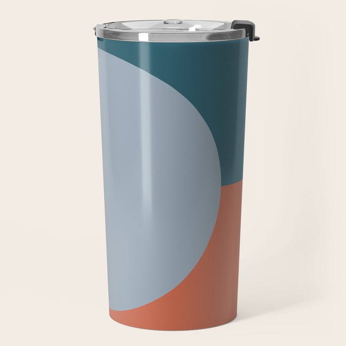 Dotted Half Half Minimalist Geometric in Blue and Clay Travel Mug Gallery Image 2