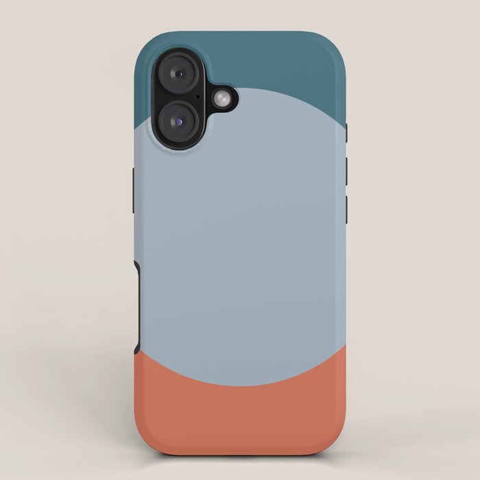 Dotted Half Half Minimalist Geometric in Blue and Clay iPhone Case Gallery Image 1