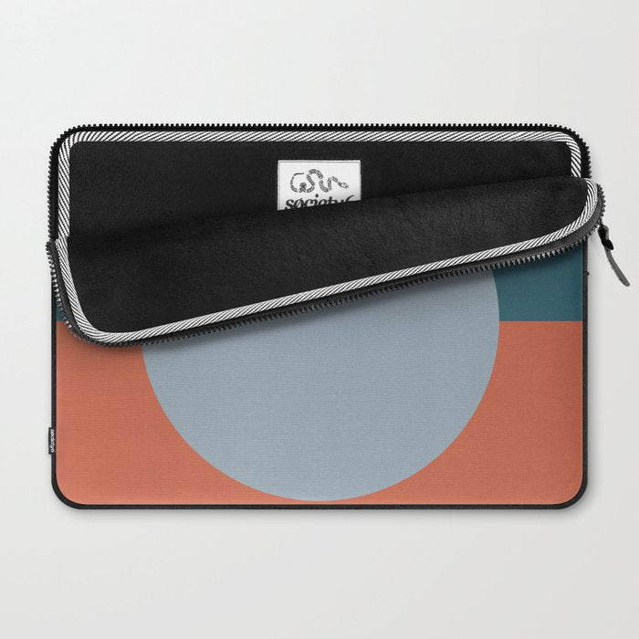 Dotted Half Half Minimalist Geometric in Blue and Clay Laptop Sleeve Gallery Image 2