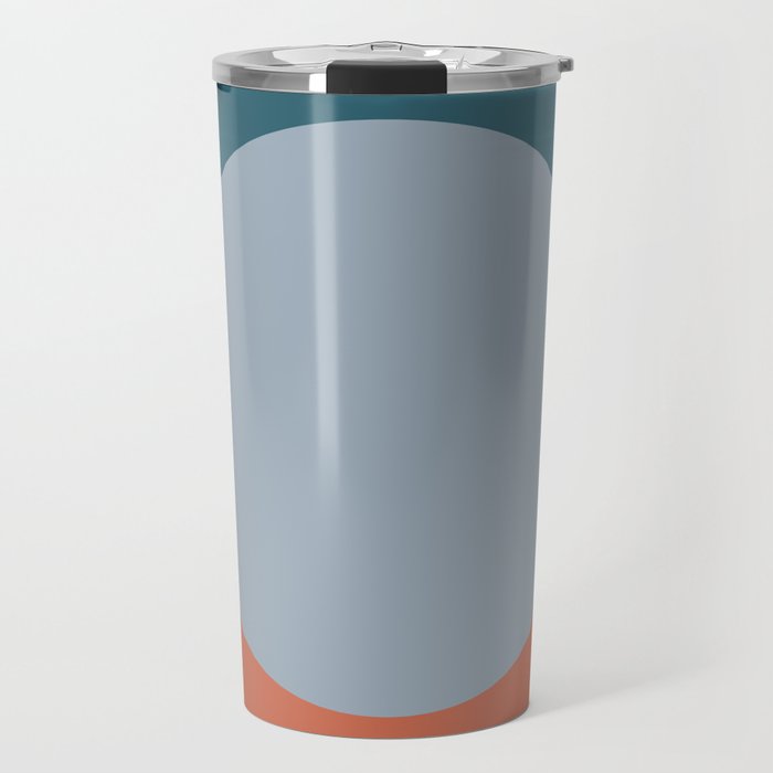 Dotted Half Half Minimalist Geometric in Blue and Clay Travel Mug Gallery Image 1