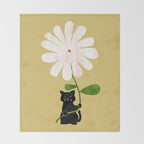 Cat with flower Throw Blanket Gallery Image 2