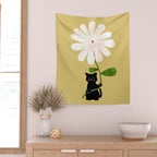 Cat with flower Wall Tapestry Gallery Image 2