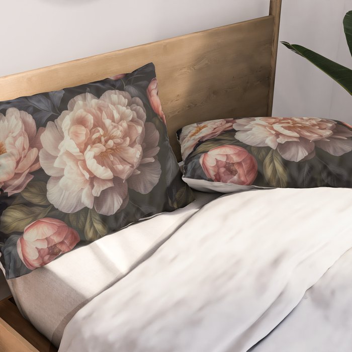 Moody Vintage Dark Baroque Florals  Pillow Sham Gallery Image 2