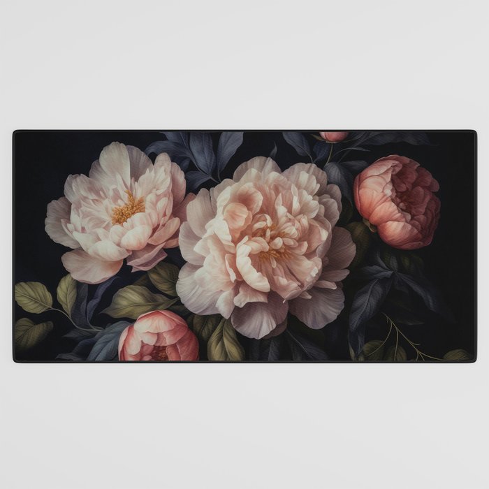 Moody Vintage Dark Baroque Florals  Desk Mat Gallery Image 3