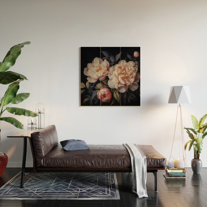 Moody Vintage Dark Baroque Florals  Wood Wall Art Gallery Image 2