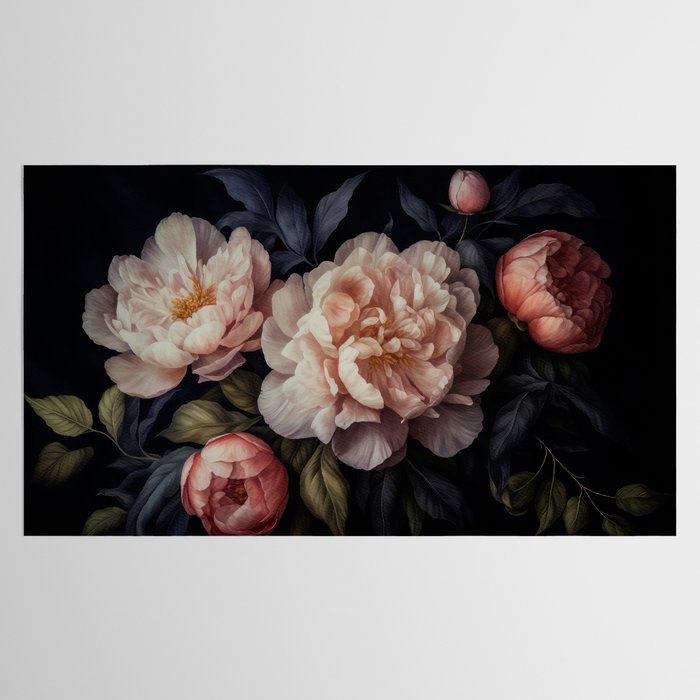 Moody Vintage Dark Baroque Florals  Tablecloth Gallery Image 2