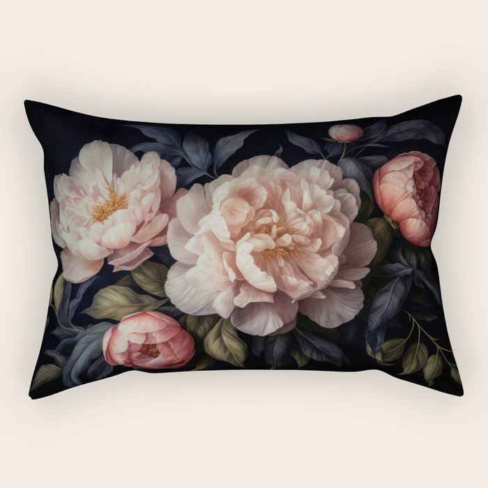 Moody Vintage Dark Baroque Florals  Rectangular Pillow Gallery Image 2