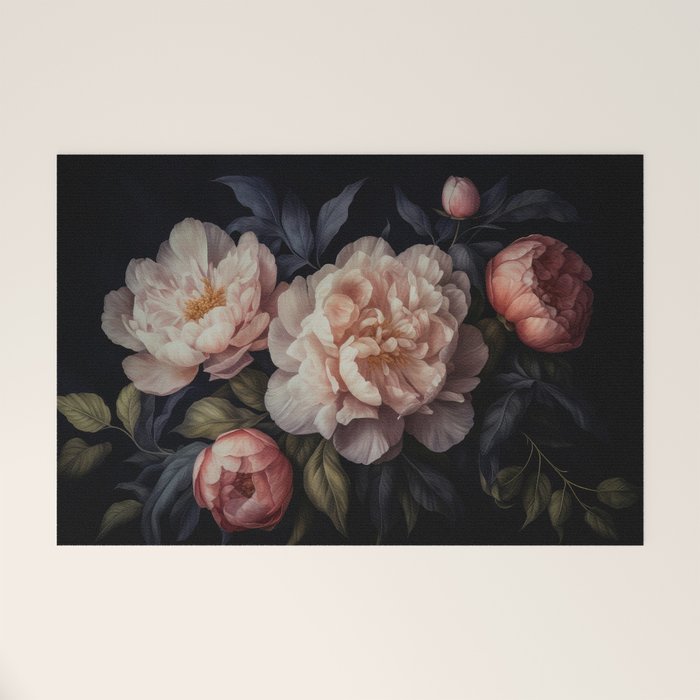 Moody Vintage Dark Baroque Florals  Welcome Mat Gallery Image 1