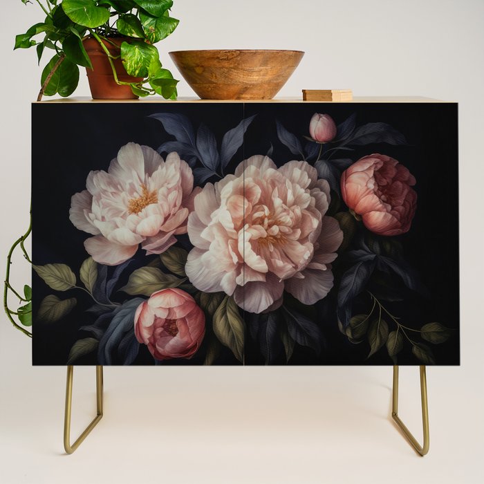 Moody Vintage Dark Baroque Florals  Credenza Gallery Image 1