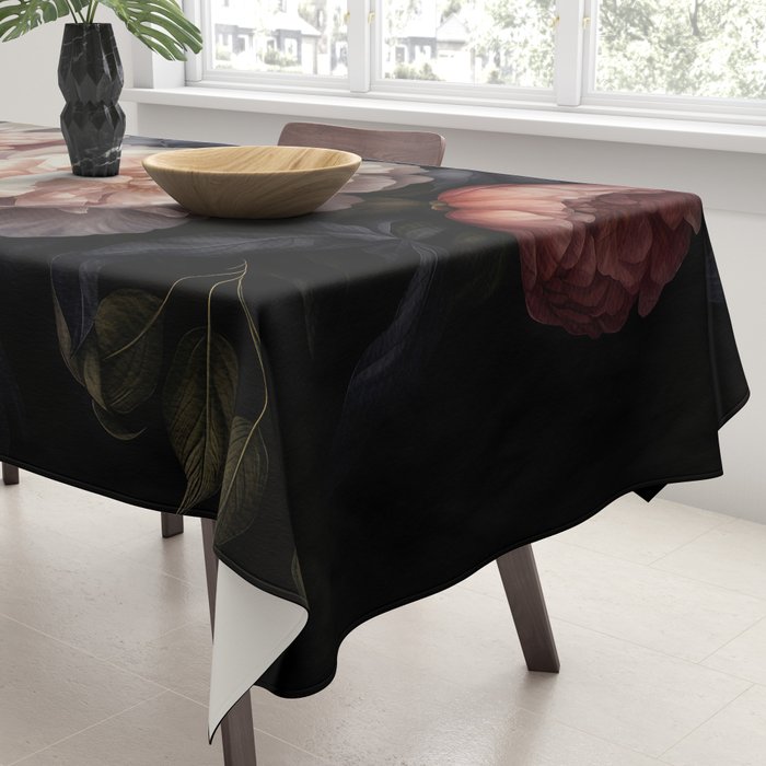 Moody Vintage Dark Baroque Florals  Tablecloth Gallery Image 3