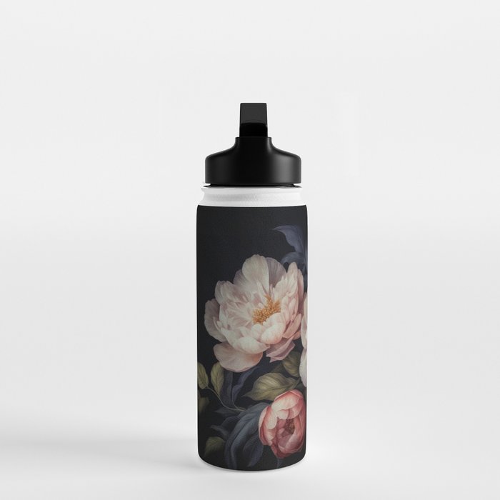 Moody Vintage Dark Baroque Florals  Water Bottle Gallery Image 3