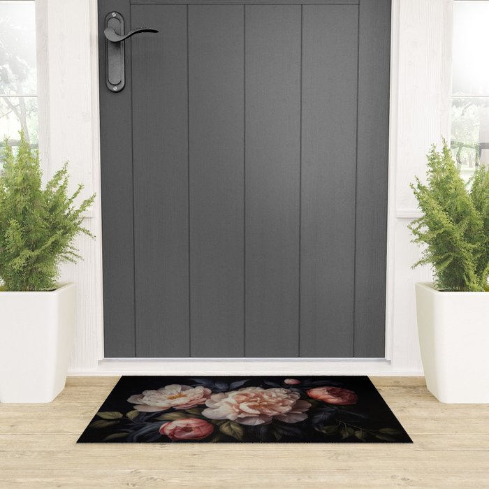 Moody Vintage Dark Baroque Florals  Welcome Mat Gallery Image 3