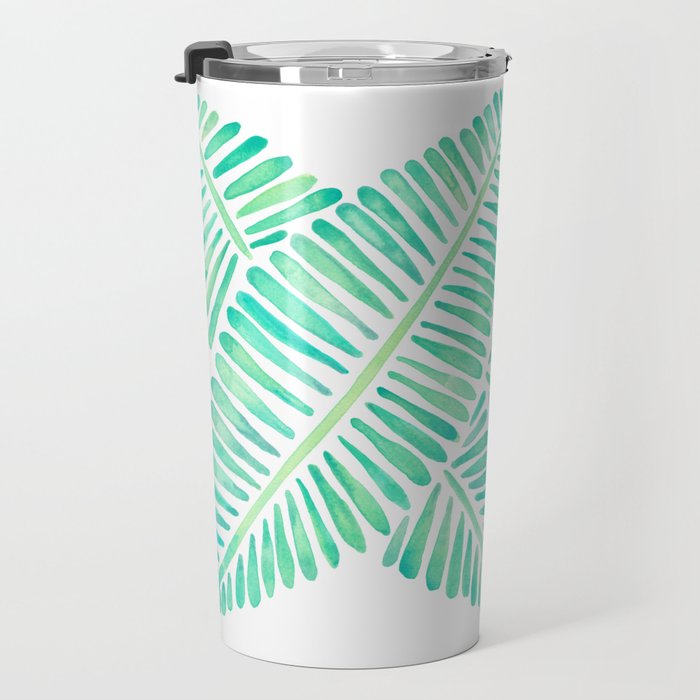 Tropical Banana Leaves - Mint Palette Travel Mug Gallery Image 3