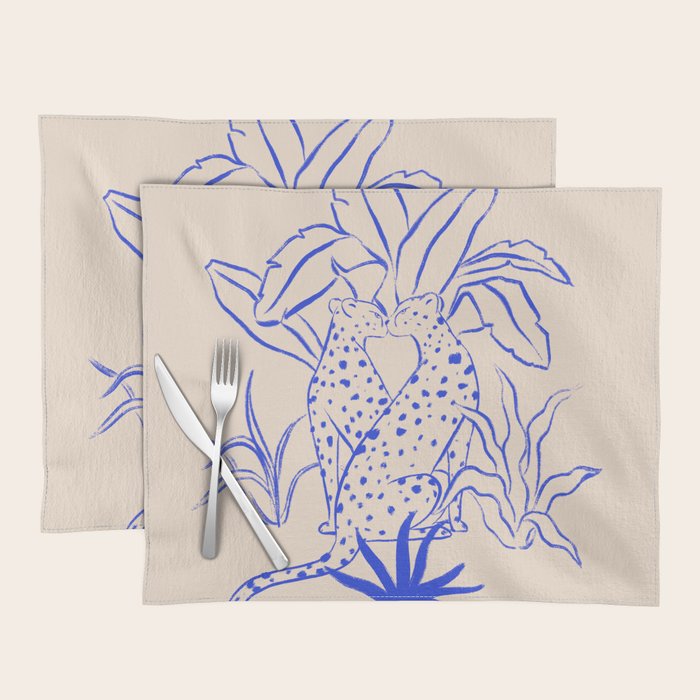 Cheetah Crush lines (cobalt) Placemat Gallery Image 1