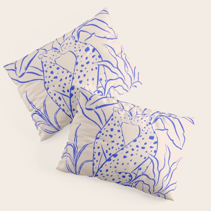 Cheetah Crush lines (cobalt) Pillow Sham Gallery Image 1