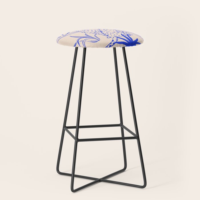 Cheetah Crush lines (cobalt) Stool Gallery Image 1