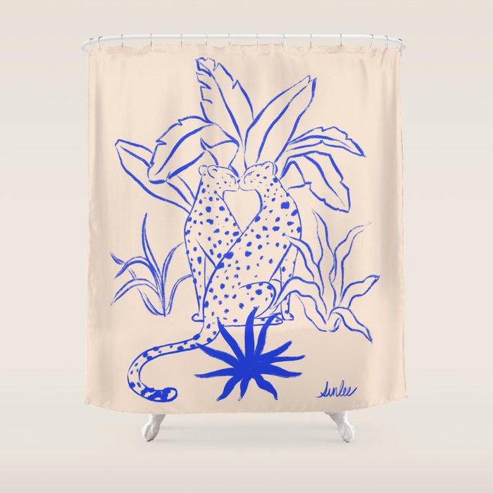 Cheetah Crush lines (cobalt) Shower Curtain Gallery Image 1