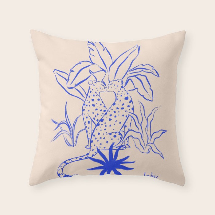 Cheetah Crush lines (cobalt) Throw Pillow Gallery Image 6