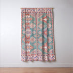 Marine Green Spiral Star Kazak Handmade Persian Rug Window Curtain Gallery Image 3