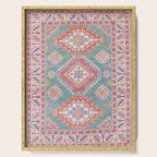Marine Green Spiral Star Kazak Handmade Persian Rug Serving Tray Gallery Image 1