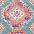 Marine Green Spiral Star Kazak Handmade Persian Rug Coffee Mug Gallery Image 2
