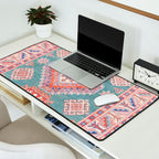 Marine Green Spiral Star Kazak Handmade Persian Rug Desk Mat Gallery Image 2